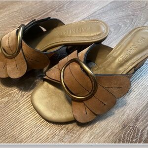 Farm Rio Taupe Daisy Heeled Mule 7 (worn once)